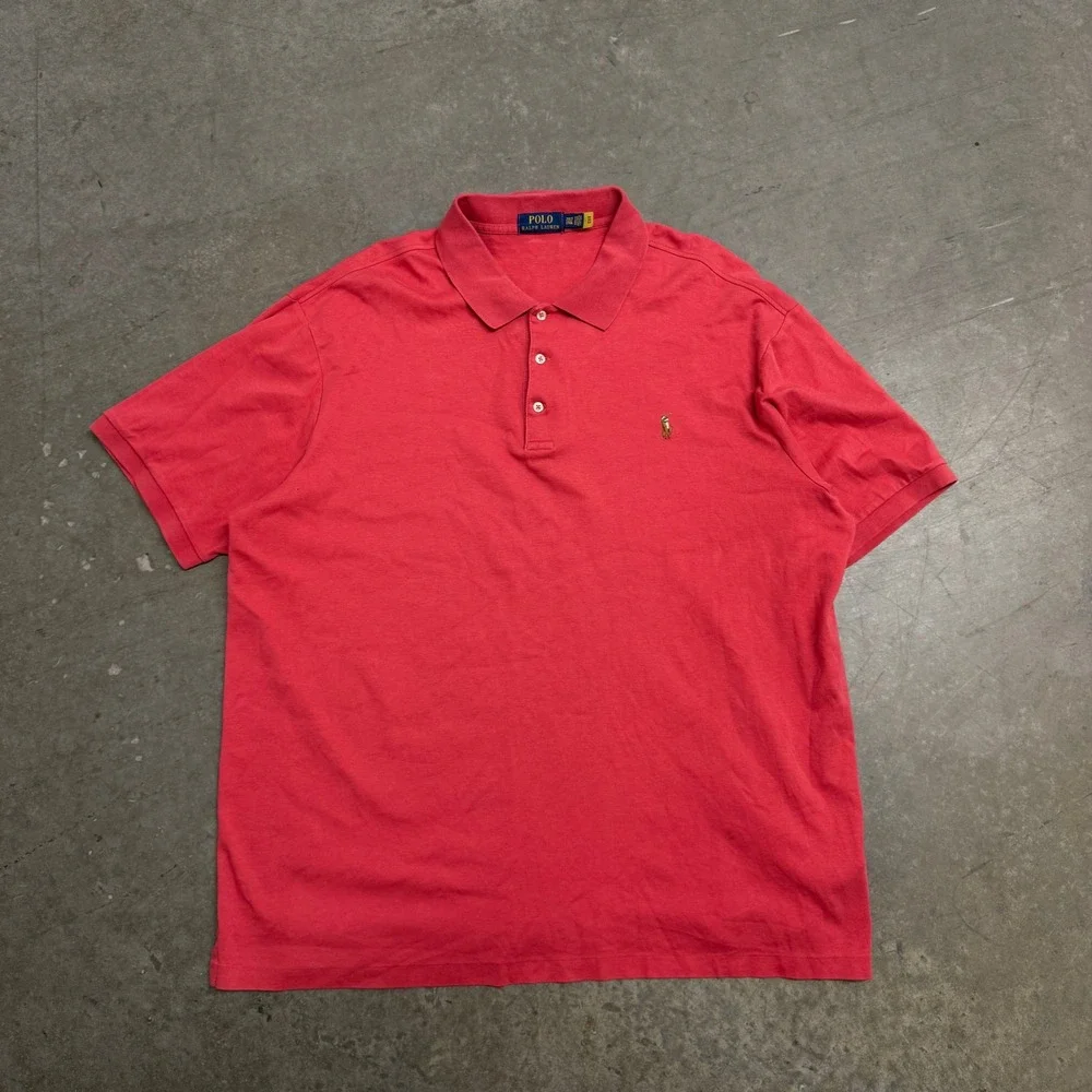 Polo Ralph Lauren Mens 2XLT Red Short Sleeve Cotton Pique Pony Logo Polo Shirt